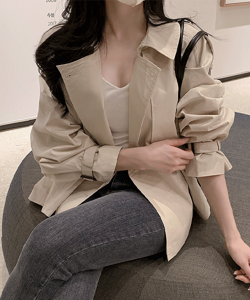 실링 숏 트렌치 자켓 코트 (크림/네이비/베이지)